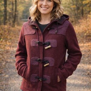 Patagonia Women's Burgundy Hooded Toggle Pea Coat